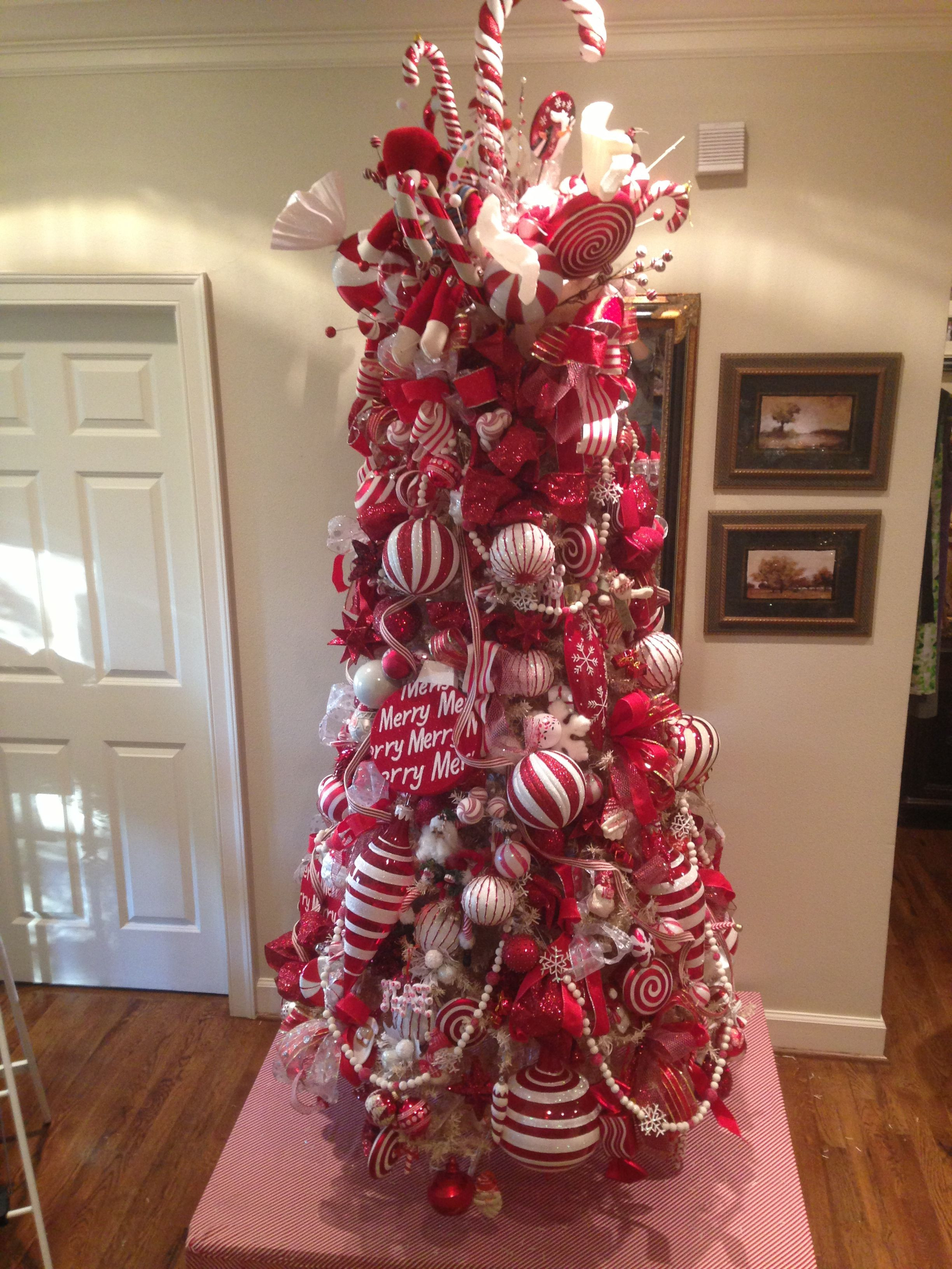 Candy Canes On Christmas Tree
 Red and white candy cane Christmas Tree