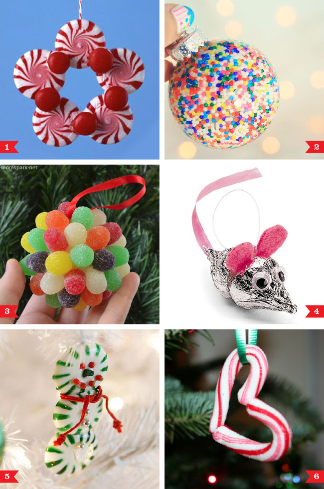 Candy Christmas Ornaments
 DIY Christmas ornaments made from candy