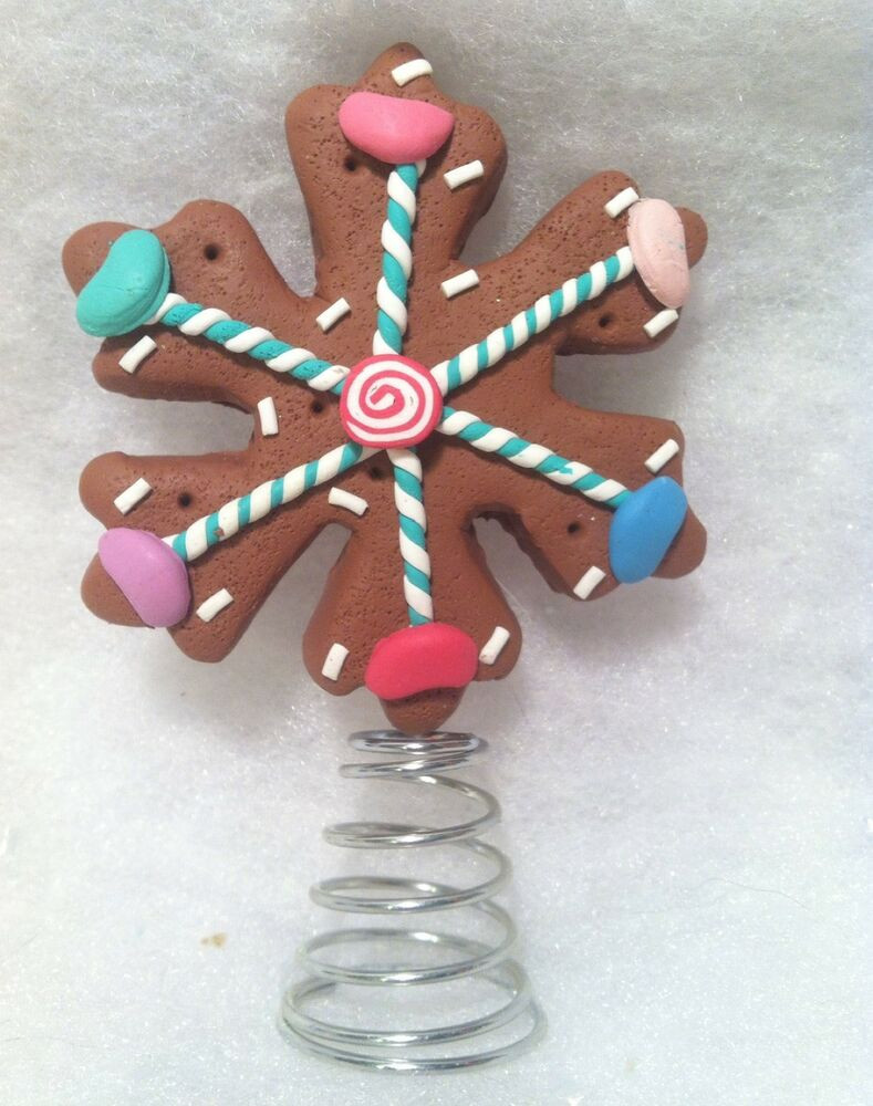 Candy Christmas Tree Topper
 Mini Gingerbread snowflake cookie w candy Christmas Tree