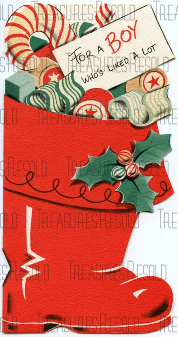 Candy Filled Christmas Stockings
 Retro Candy Filled Christmas Stocking Card 213 Digital