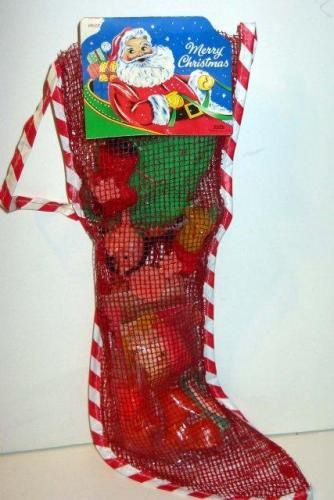 Candy Filled Christmas Stockings
 Old vintage 1960s Holiday Christmas Stocking filled w Toys