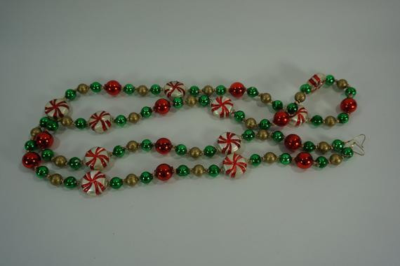 Candy Garland For Christmas Tree
 Vintage Christmas Garland Candy Glass Tree Garland Green