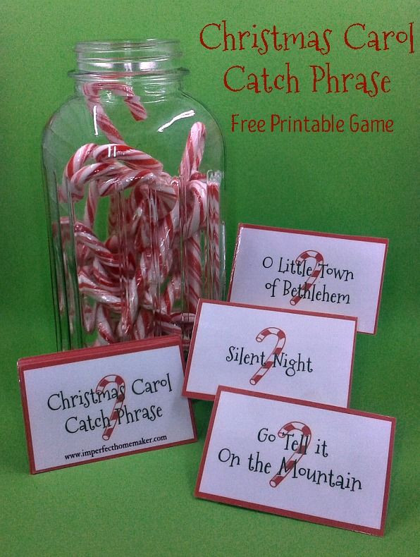 Catch The Candy Christmas
 Christmas Carol Catch Phrase Game Free Printable