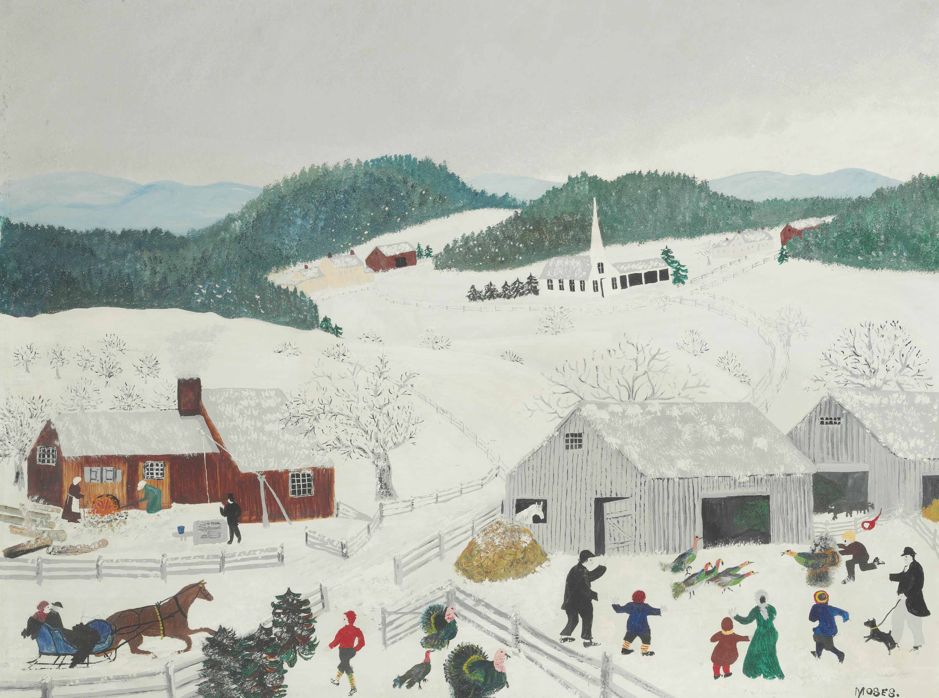 Catching The Thanksgiving Turkey
 Anna Mary Robertson Grandma Moses 1860 1961 Catching