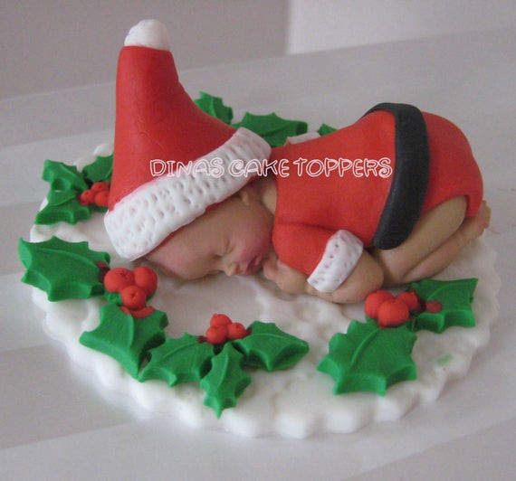 Christmas Baby Shower Cakes
 Items similar to Santa suit Christmas present Baby Cake