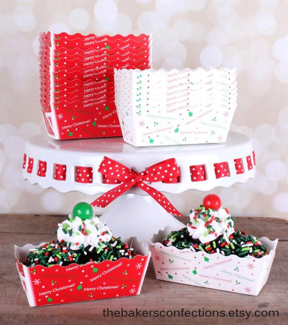 Christmas Baking Pans
 Mini Christmas Paper Loaf Baking Pans in White and Red with