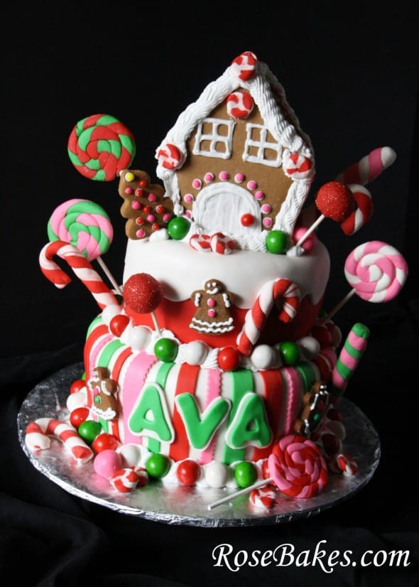 Christmas Birthday Cake
 Gingerbread House Christmas Candy Birthday Cake