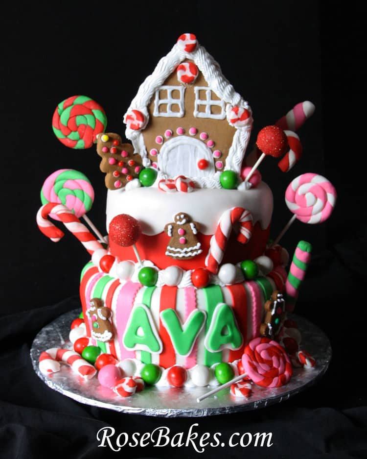 Christmas Birthday Cake
 Gingerbread House Christmas Candy Birthday Cake