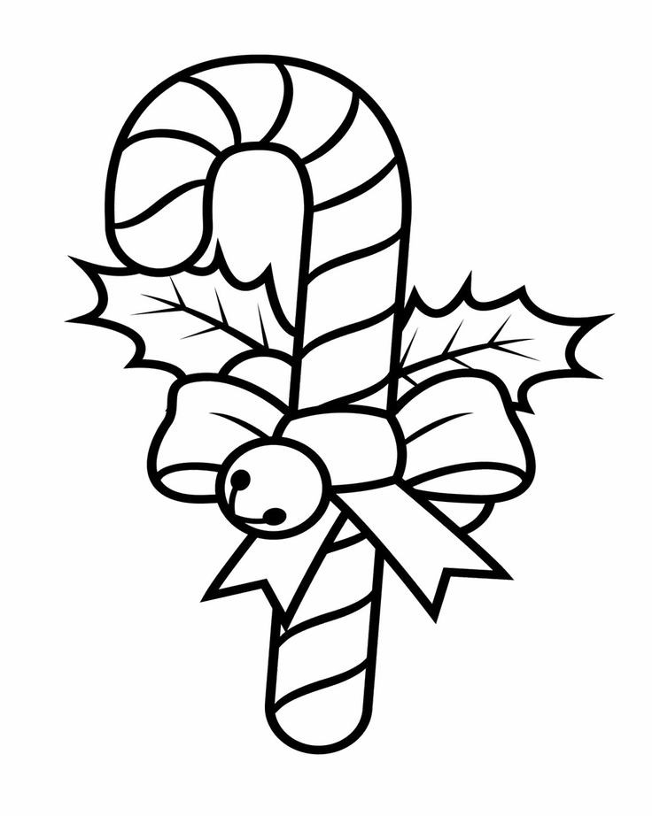 Christmas Candy Cane Coloring Pages
 Candy Cane Decorated With Ribbons And Teddy Coloring Pages