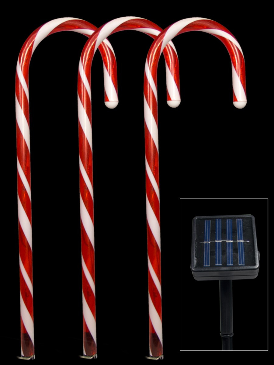 Christmas Candy Cane Lights
 5 Red Led Candy Cane Solar Stake Light 54cm