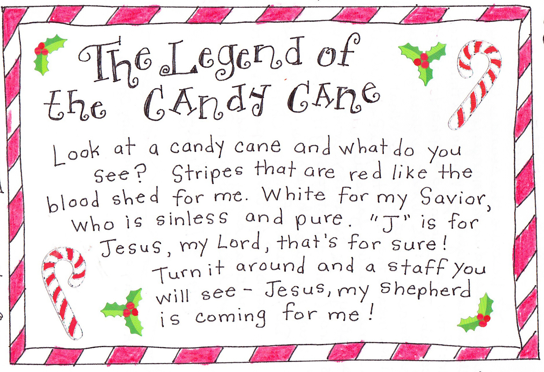 Christmas Candy Canes Story
 The Legend of the Candy Cane FREE Printable Happy