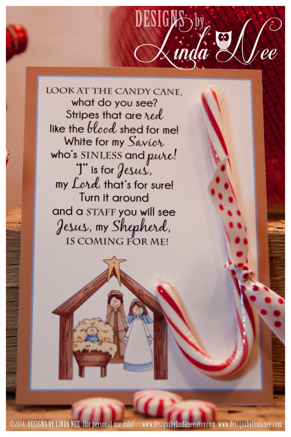 Christmas Candy Canes Story
 Legend of the Candy Cane Nativity Card for Witnessing at