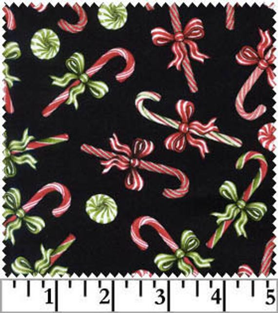 Christmas Candy Fabric
 Christmas Fabric Candy Cane Fabric Black by ChristmasJul