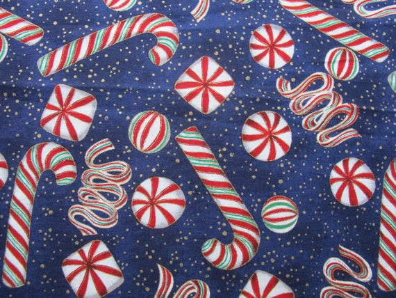 Christmas Candy Fabric
 Christmas Candy Fabric Metallic Gold Holiday by BettyandBabs