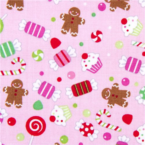 Christmas Candy Fabric
 pink Riley Blake Christmas fabric colourful candy