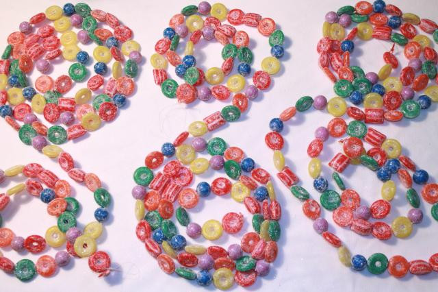 Christmas Candy Garlands
 glitter plastic candy Christmas garland & stars kitschy