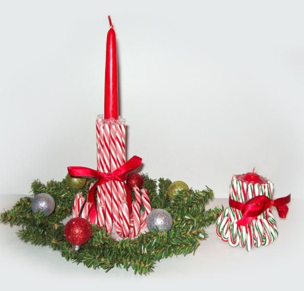 Christmas Candy Holders
 Christmas Craft Candy Cane Candlestick Holders All