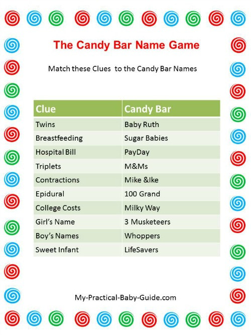 Christmas Candy Names
 Free Printable Christmas Baby Shower Games My Practical