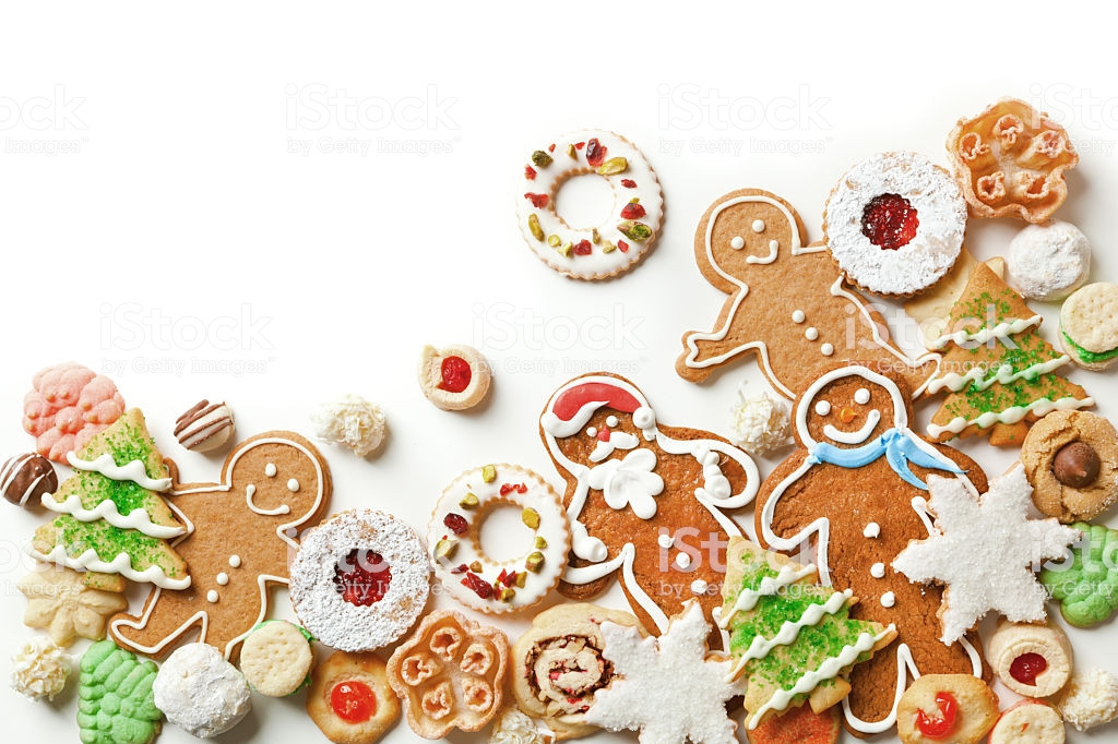 Christmas Cookies Background
 Christmas Cookies Top Corner Frame Border White