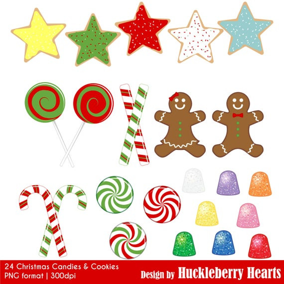Christmas Cookies Clip Art
 OFF SALE Christmas Cookies and Candy Clipart Digital