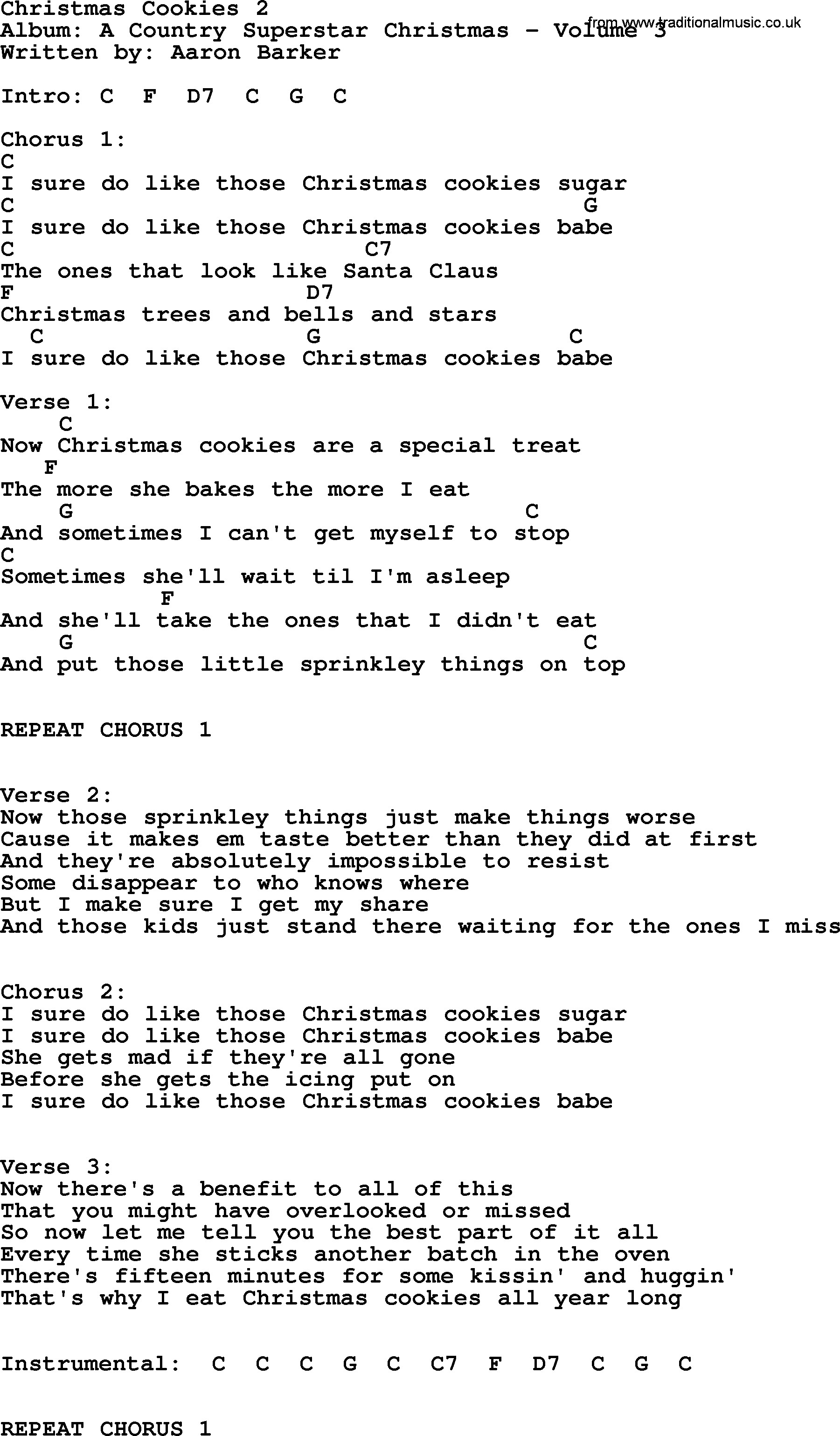 Christmas Cookies Song Lyrics
 Christmas Cookies 2 by George Strait lyrics and chords