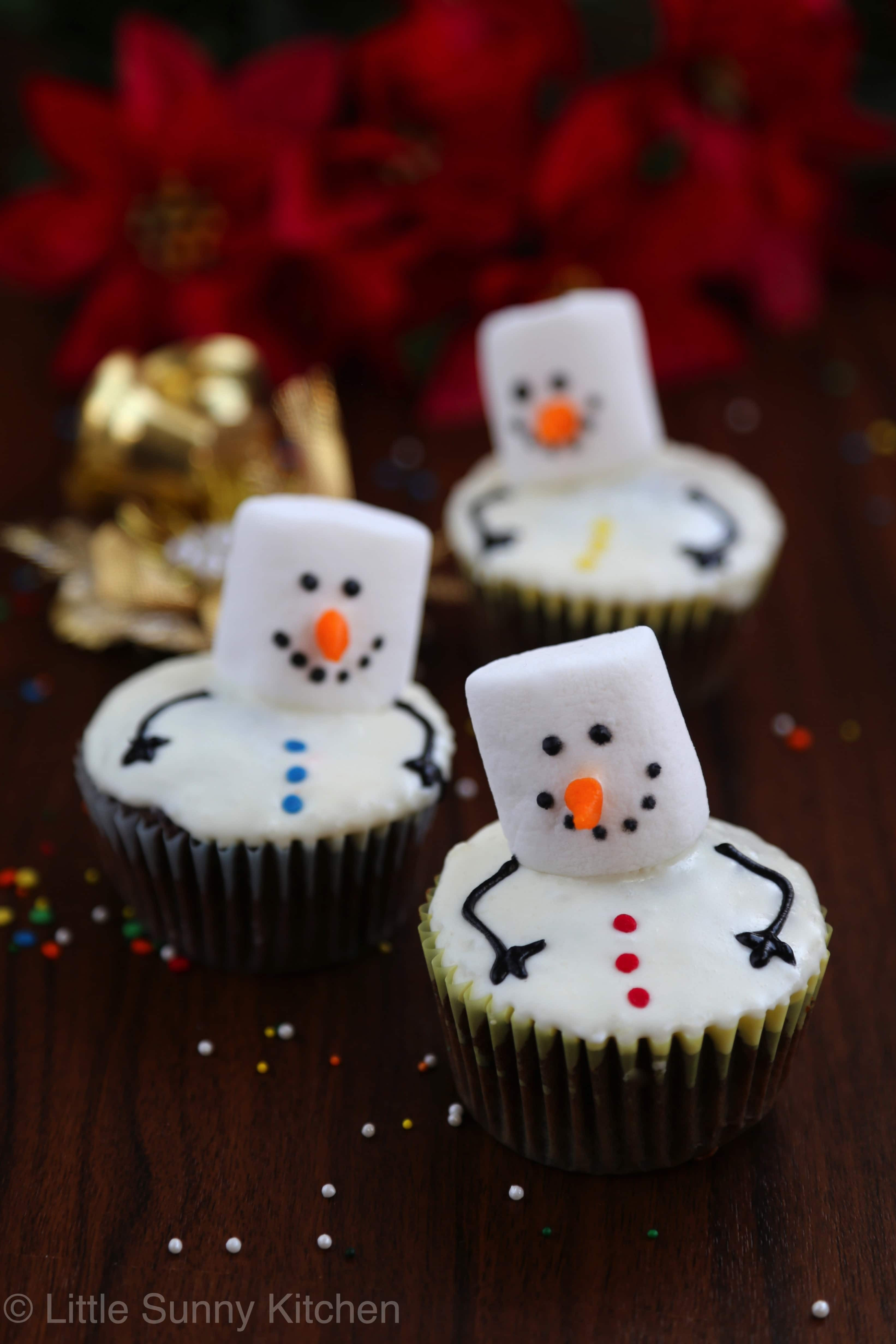 Christmas Cupcakes Cakes
 Snowman Cupcakes Little Sunny Kitchen