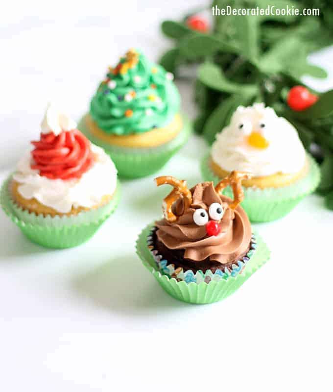 Christmas Cupcakes Pinterest
 CHRISTMAS CUPCAKES four EASY ideas with one decorating
