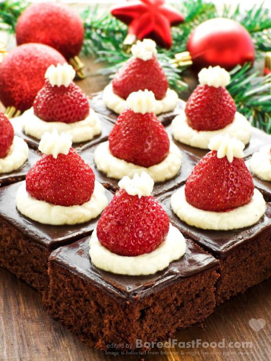 Christmas Dessert Ideas
 Santa Hat Mini Brownies – Healthy Christmas Party Dinner