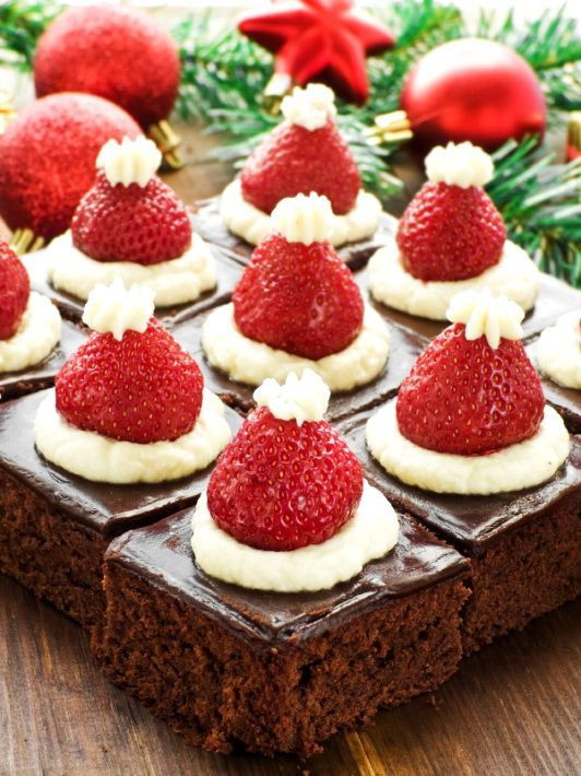 Christmas Desserts 2019
 Santa Hat Mini Brownies – Healthy Christmas Party Dinner