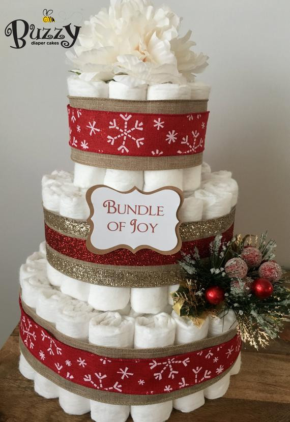 Christmas Diaper Cakes
 Christmas Diaper Cake Holiday Diaper Cake by BuzzyDiaperCakes