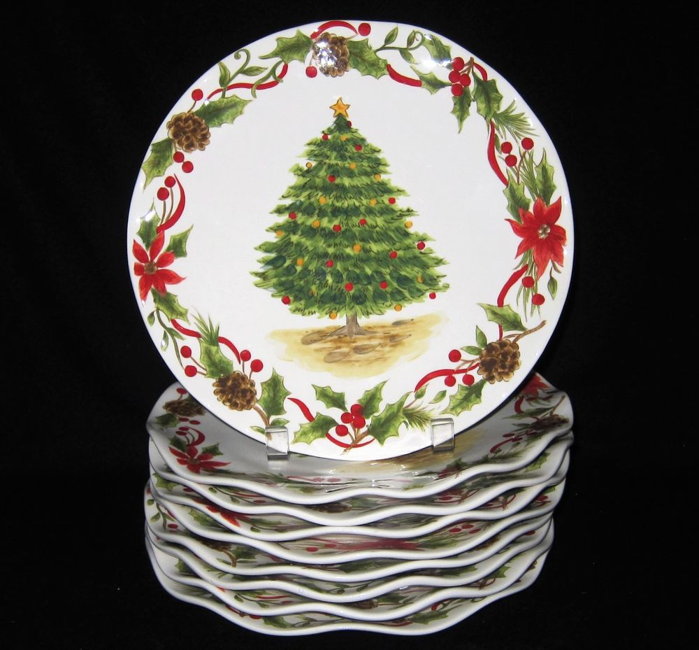 Christmas Dinner Plates
 MAXCERA TREE & BOUGH CHRISTMAS DINNER SALAD PLATES Tree