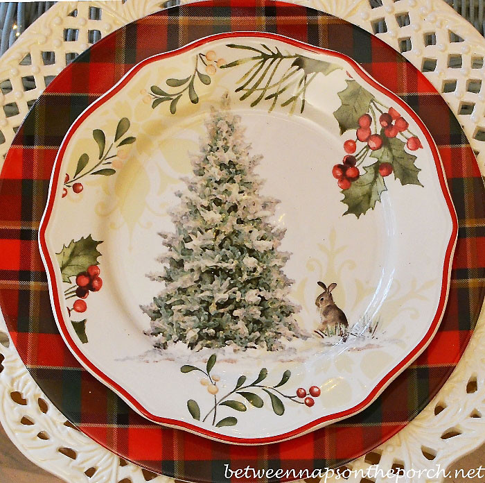 Christmas Dinner Plates
 Nature Themed Christmas Table Setting Tablescape
