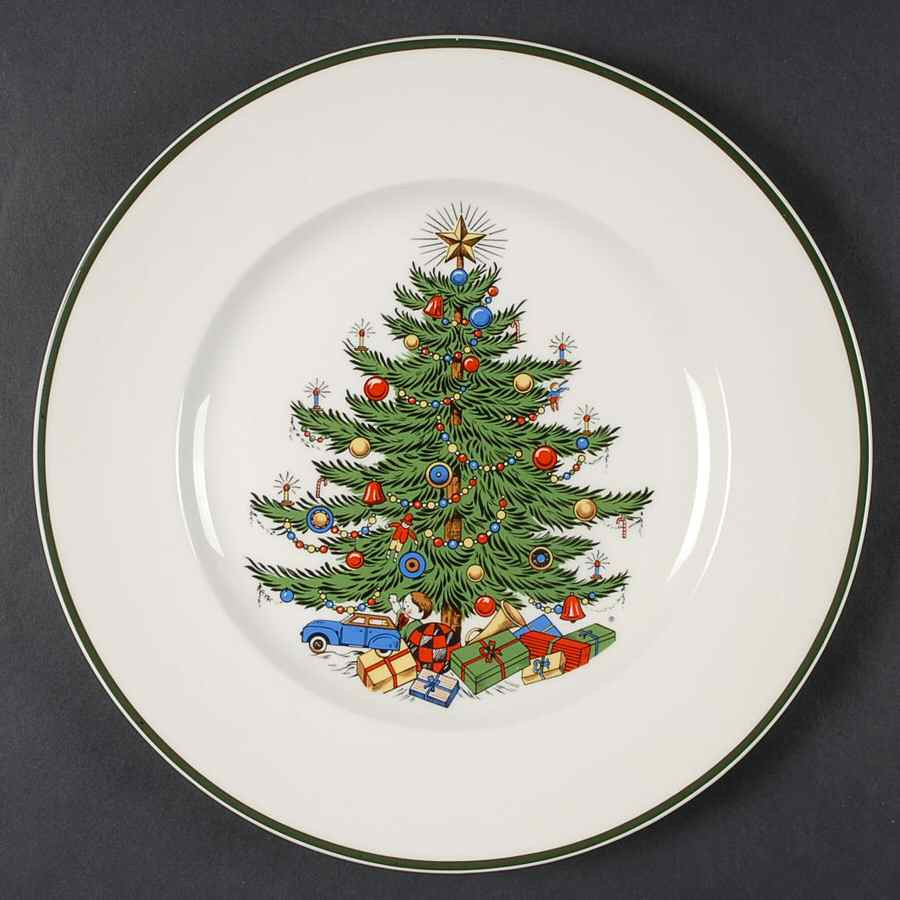 Christmas Dinner Plates
 Cuthbertson CHRISTMAS TREE Thin Green Band Dinner Plate