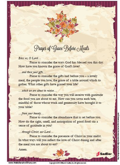 Christmas Dinner Prayer
 Extended Prayer of Grace Before Meals Perfect for