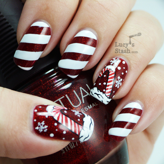 Christmas Nails Candy Cane
 Candy cane holiday manicure and nail art petition entry
