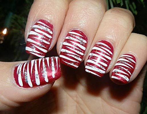 Christmas Nails Candy Cane
 Fun And Easy Christmas Candy Cane Nail Designs fashionsy
