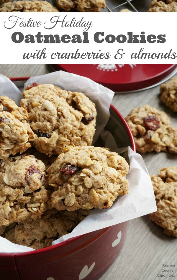 Christmas Oatmeal Cookies
 Festive Holiday Oatmeal Cookies with Cranberries and Almonds