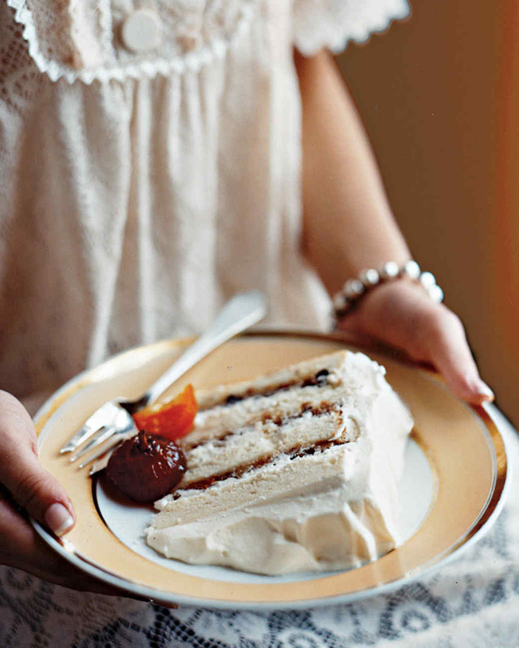 Christmas Pies And Cakes
 White Cake with Mincemeat Filling and Glaceed Fruit