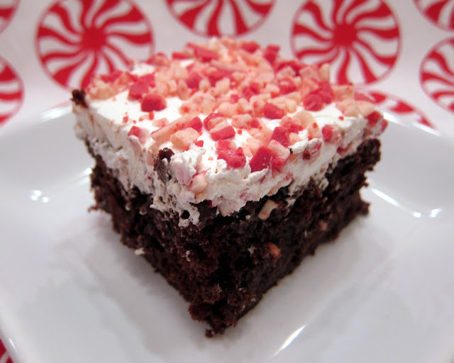 Christmas Poke Cake
 Chocolate Peppermint Poke Cake