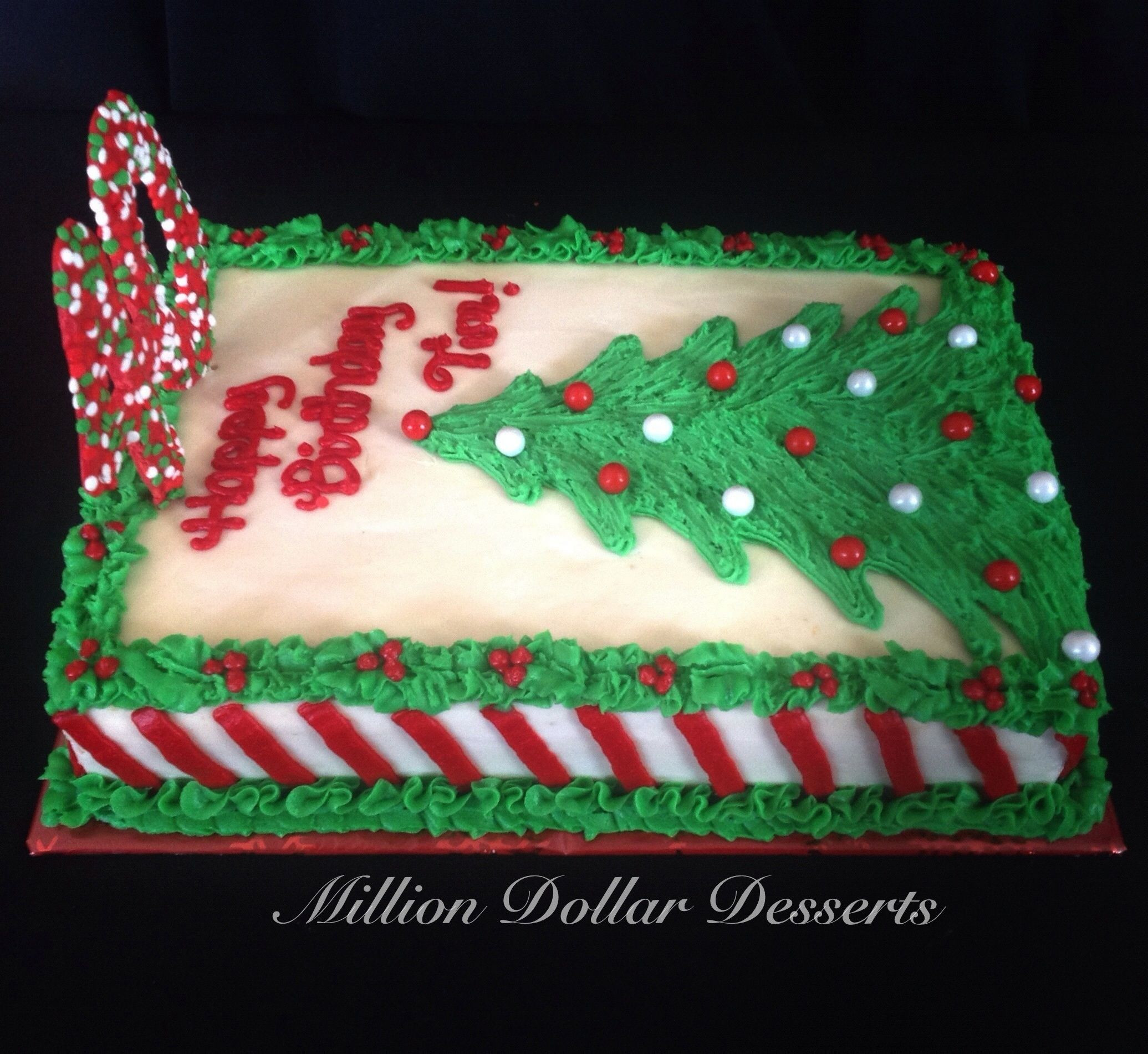 Christmas Sheet Cake Ideas
 Happy 40th Christmas Tree Sheet Cake w Candy Cane Stripes