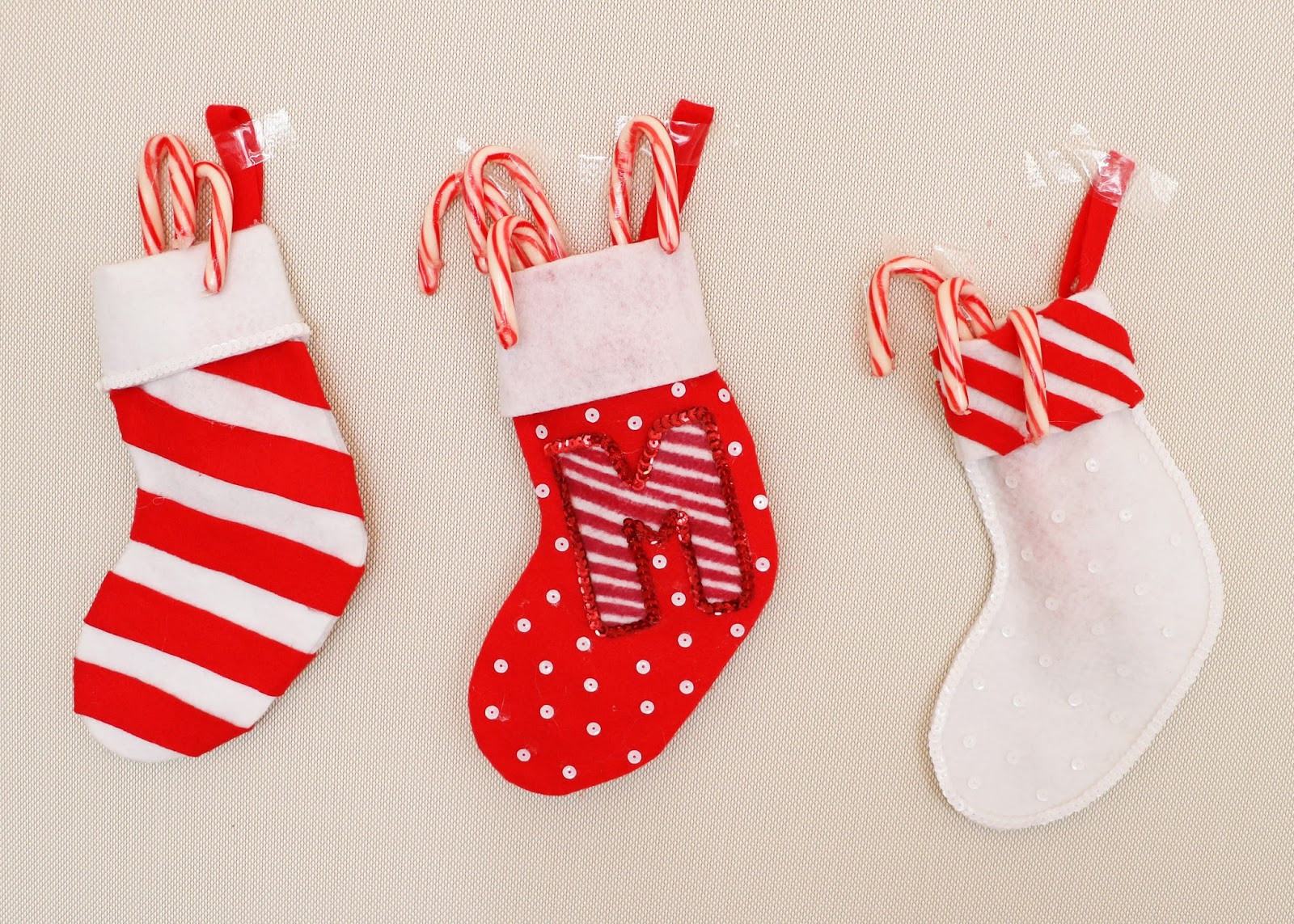 Christmas Stocking Candy
 Sew Candy canes and Unique on Pinterest