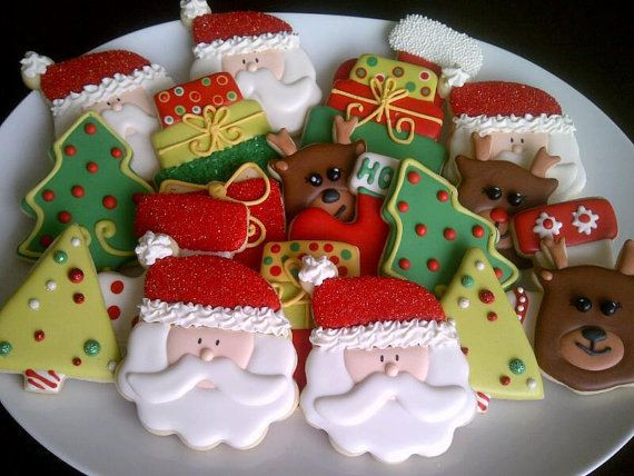 Christmas Themed Cookies
 Santa Christmas Themed Decorated Sugar Cookies