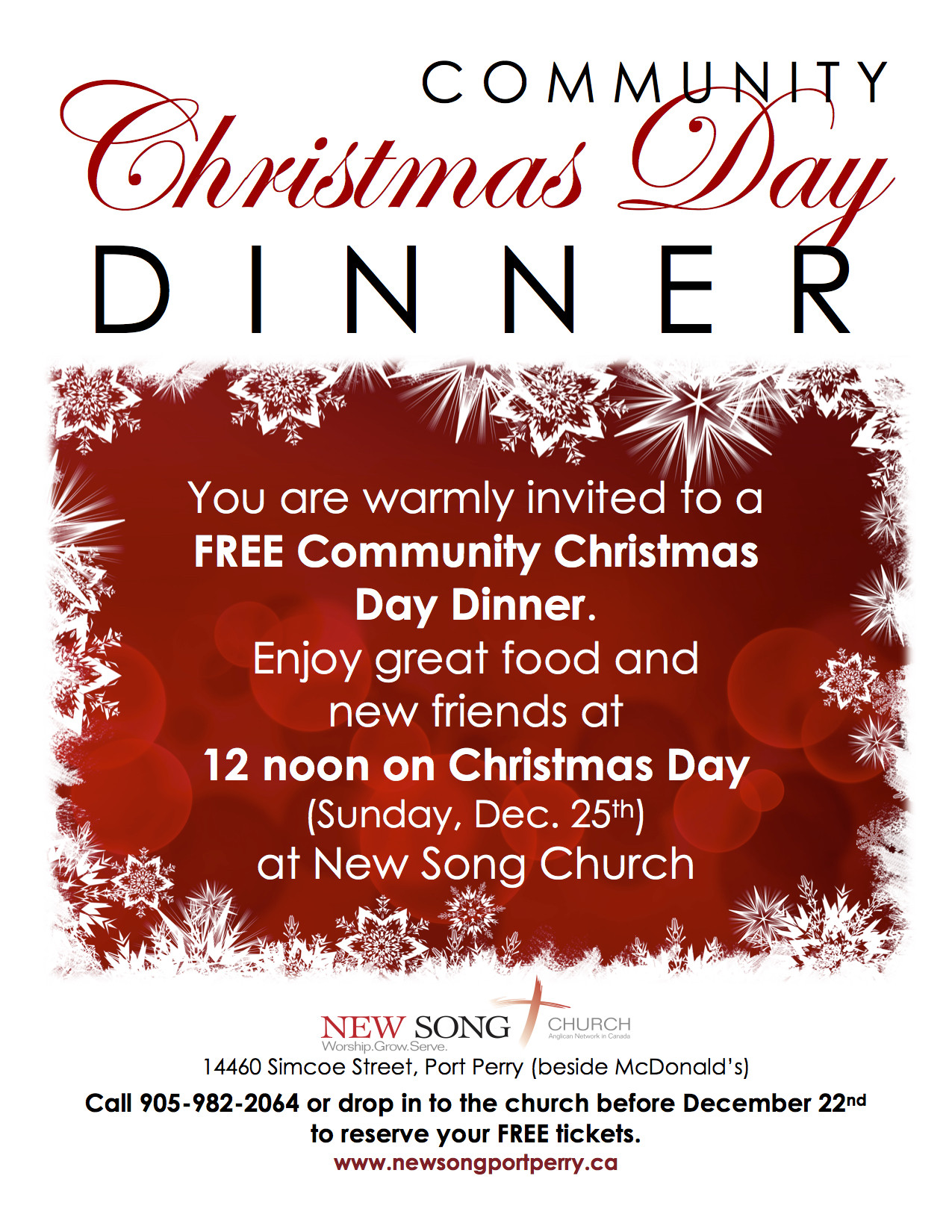 Church Christmas Dinner
 Christmas Day Service munity Christmas Dinner New