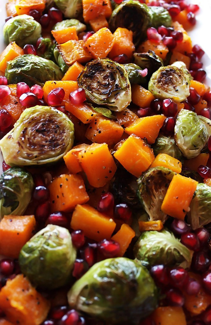 Cold Thanksgiving Side Dishes
 Roasted Butternut Squash and Brussels Sprouts with