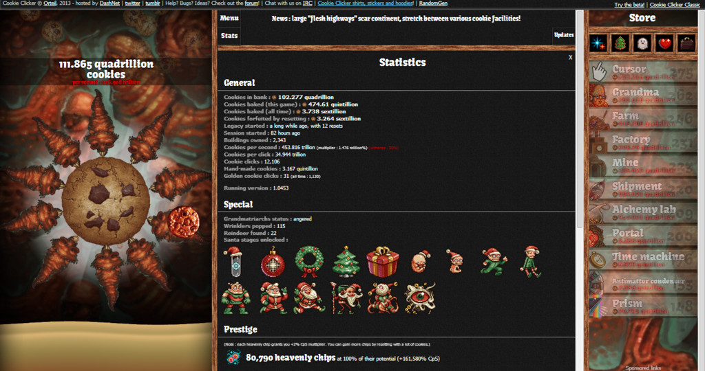 Cookie Clicker Halloween Cookies
 Cookie er Statistics April 11th 2014 by