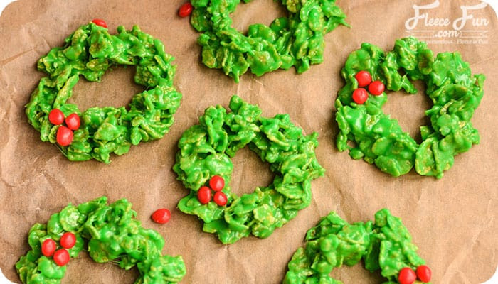 Cornflake Christmas Wreath Cookies With Corn Syrup
 No Bake Christmas Wreath Cookies Recipe ♥ Fleece Fun