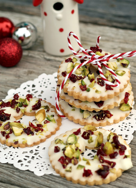 Cranberry Christmas Cookies
 butter hearts sugar White Chocolate Pistachio and