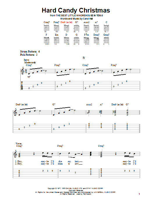 Dolly Parton Hard Candy Christmas Lyrics
 Hard Candy Christmas by Dolly Parton Easy Guitar Tab