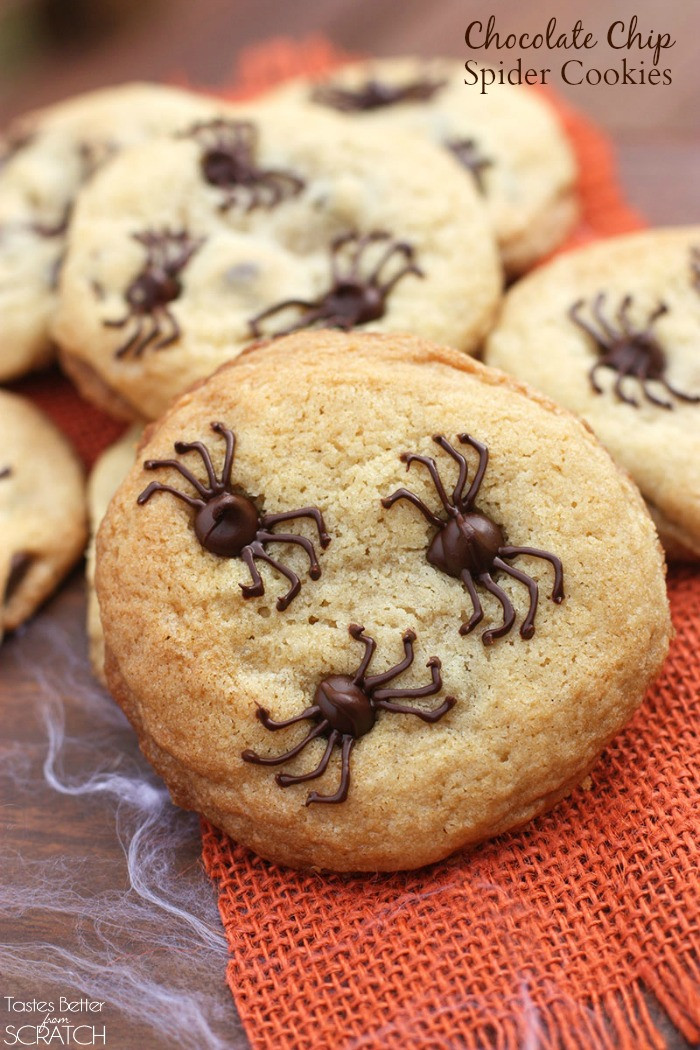Easy Halloween Cookies
 Chocolate Chip Spider Cookies