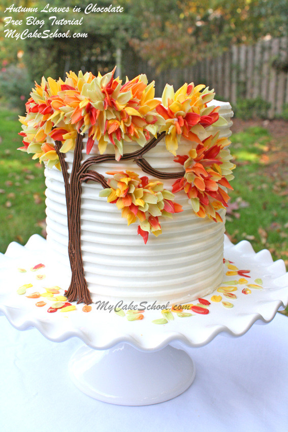 Fall Birthday Cake
 Autumn Leaves in Chocolate Blog Tutorial